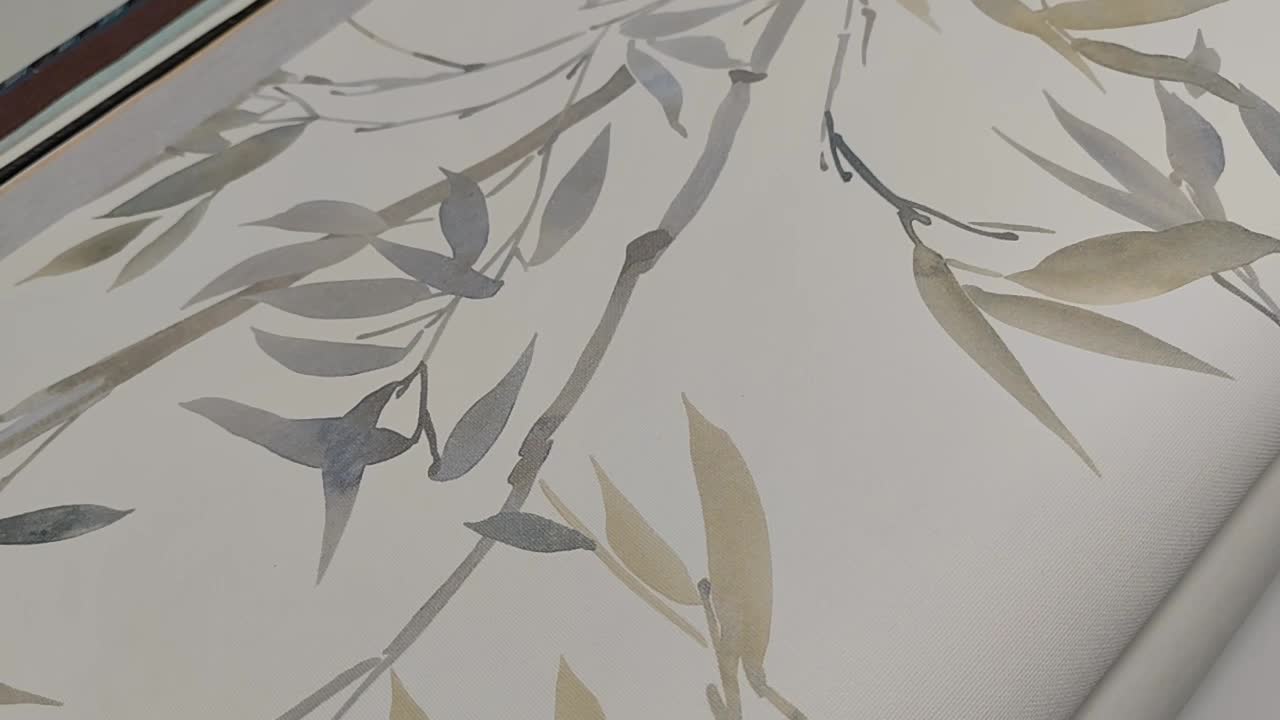 Beige bambusz levél mintás design tapéta