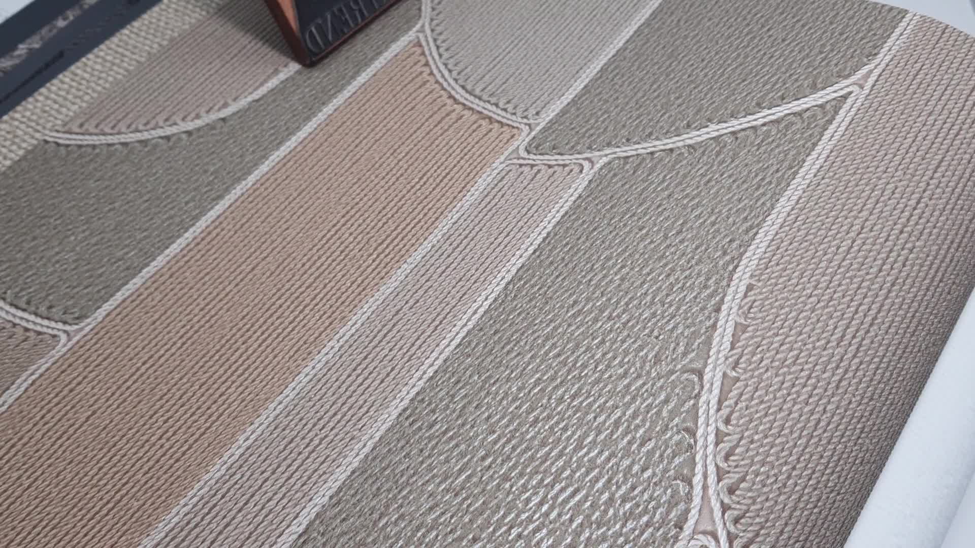 Design tapéta textil szőtt hatású barna geometrikus mintával