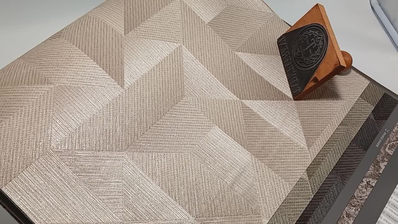 3d hatású tapéta világos barna geometrikus mintával