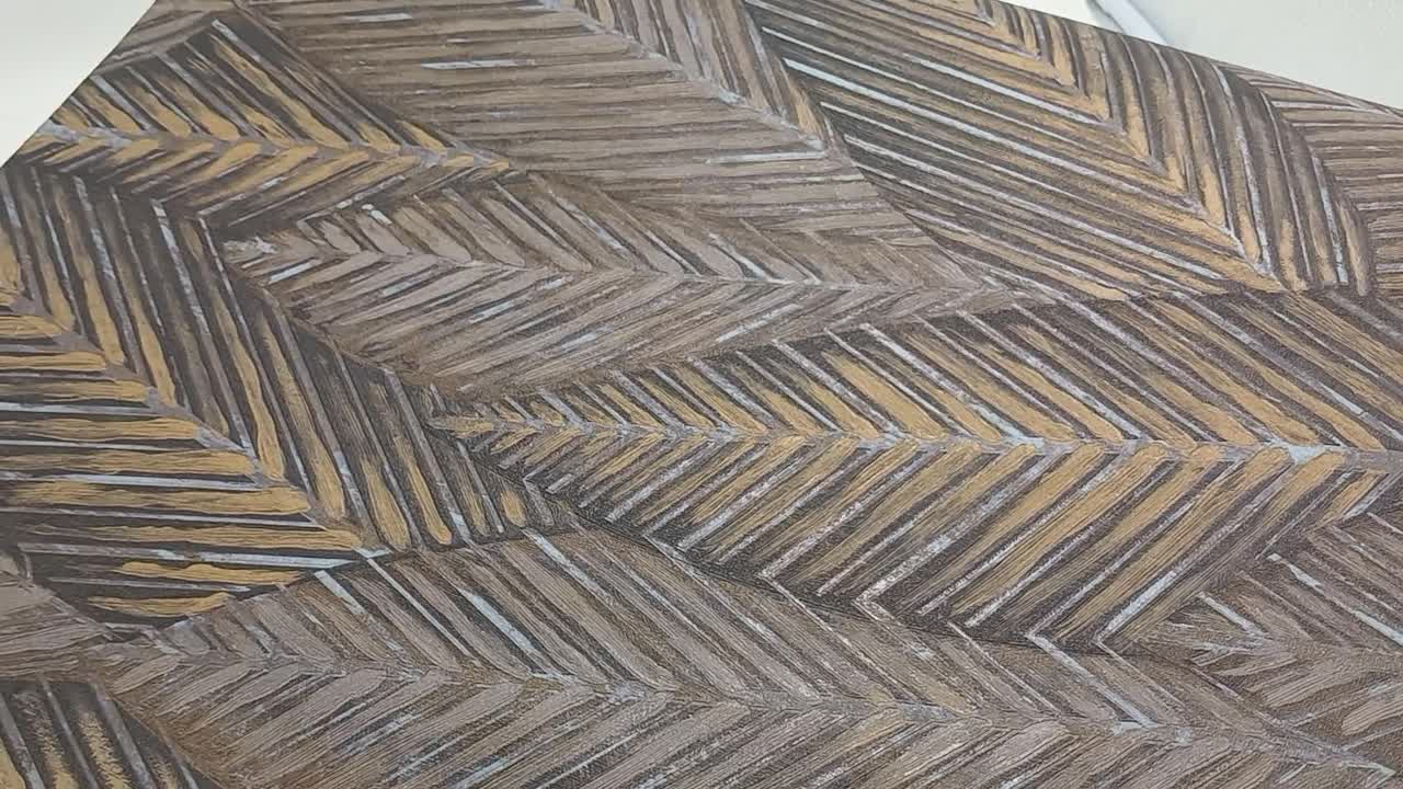 Barna struktúrált erezettlevél mintás 3d hatású design tapéta