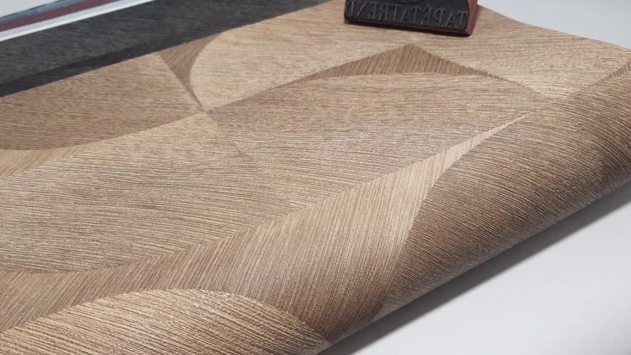 Modern stílusú design tapéta barnás geometria mintával