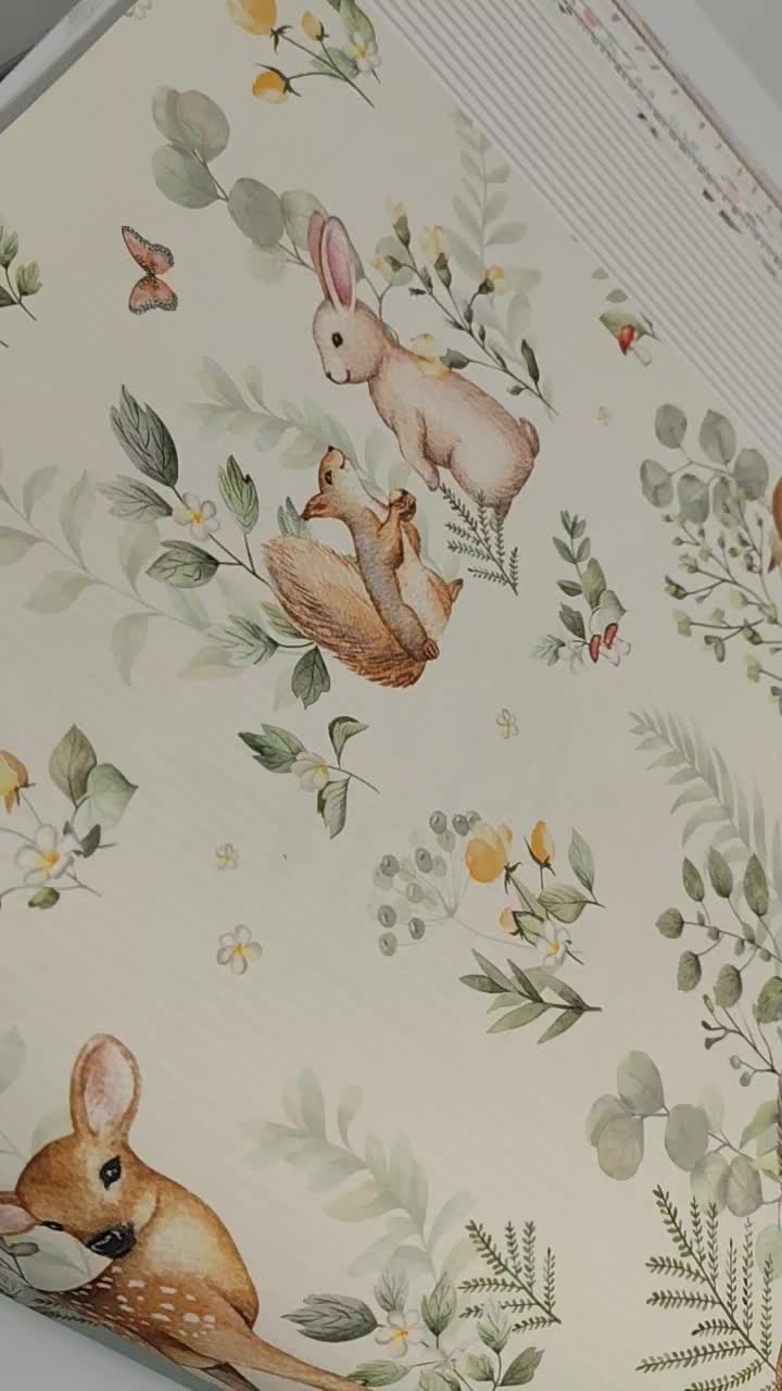 Róka őzike eredei állat mintás gyerektapéta