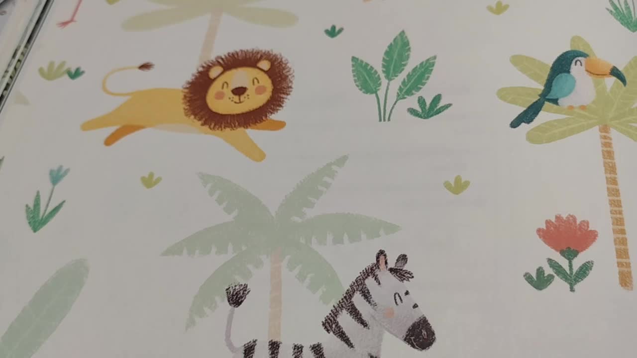 Dzsungel mintás gyerek tapéta flamingó elefánt zsiráf mintával