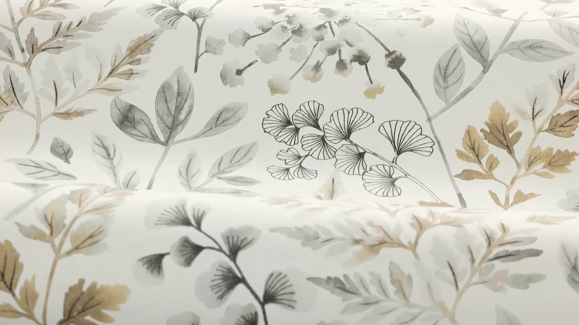 Skandi levélmintás vlies dekor tapéta natur színekkel
