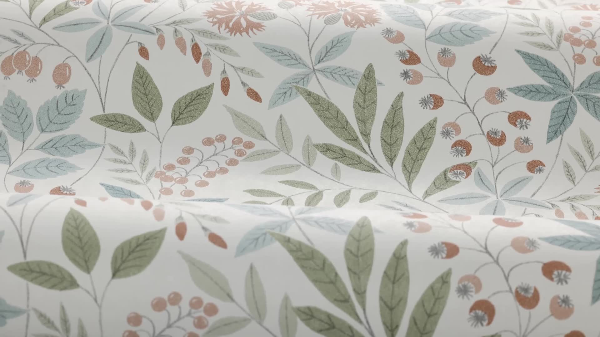 Levélmintás boras tapéta skandináv stílusban 