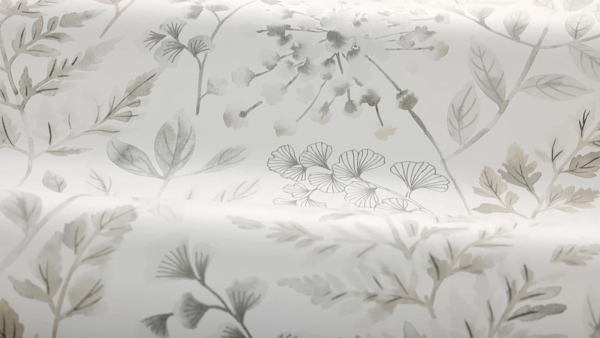 Skandi levélmintás tapéta halványszürke színekkel