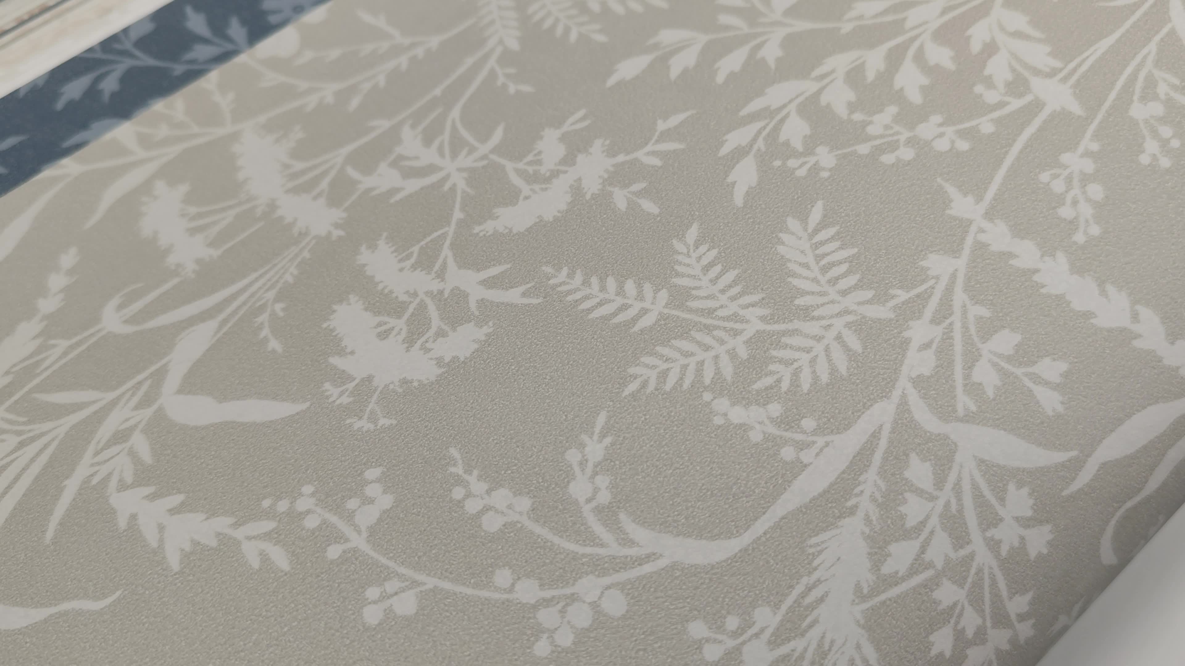 Szürke levélmintás skandi design tapéta