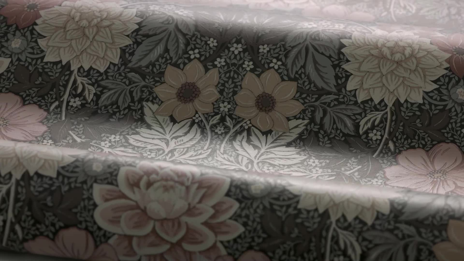 Dália virág mintás klasszikus design tapéta barnás színvilágban