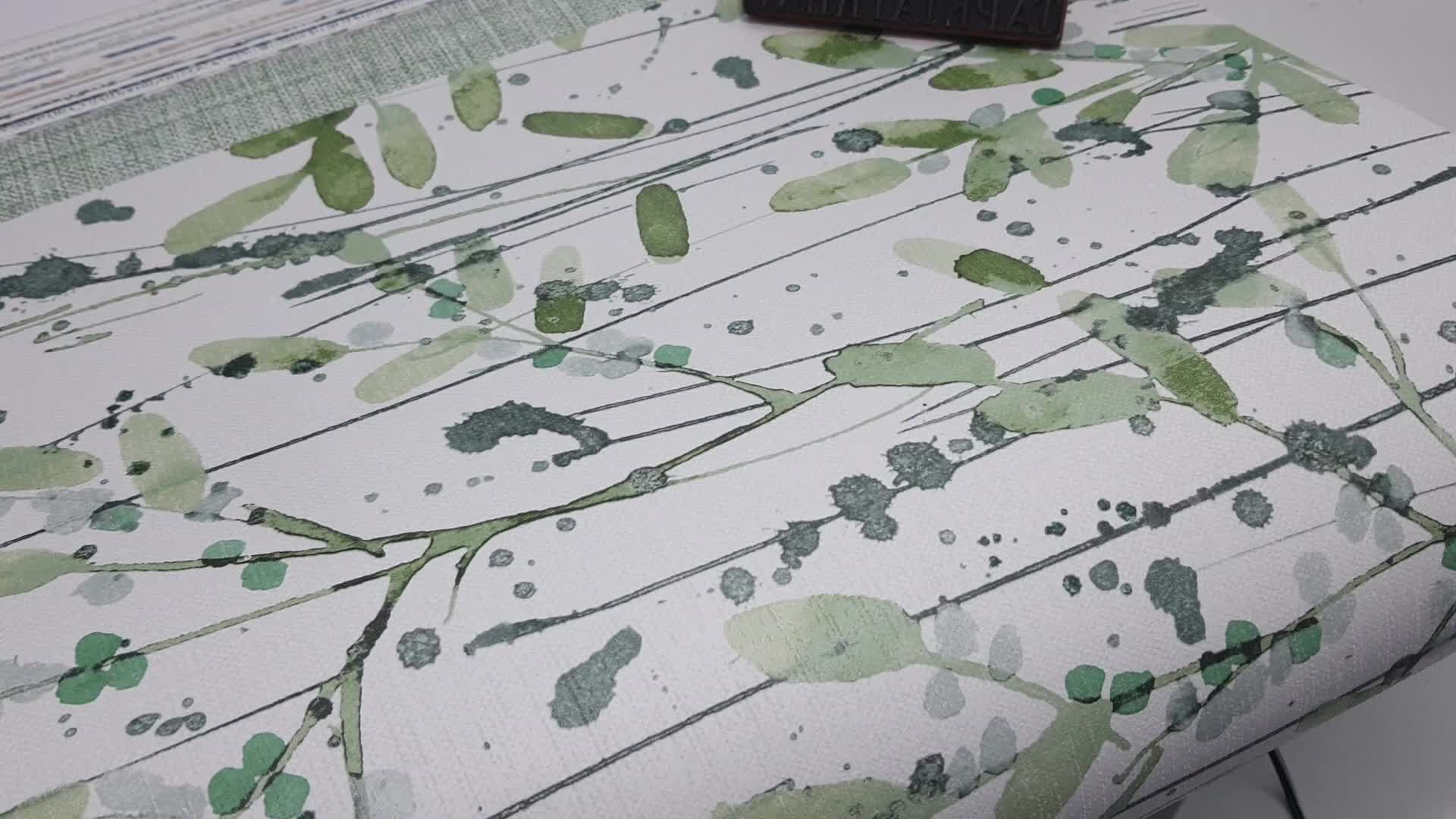 Zöld levélmintás dekor tapéta skandináv stílusban