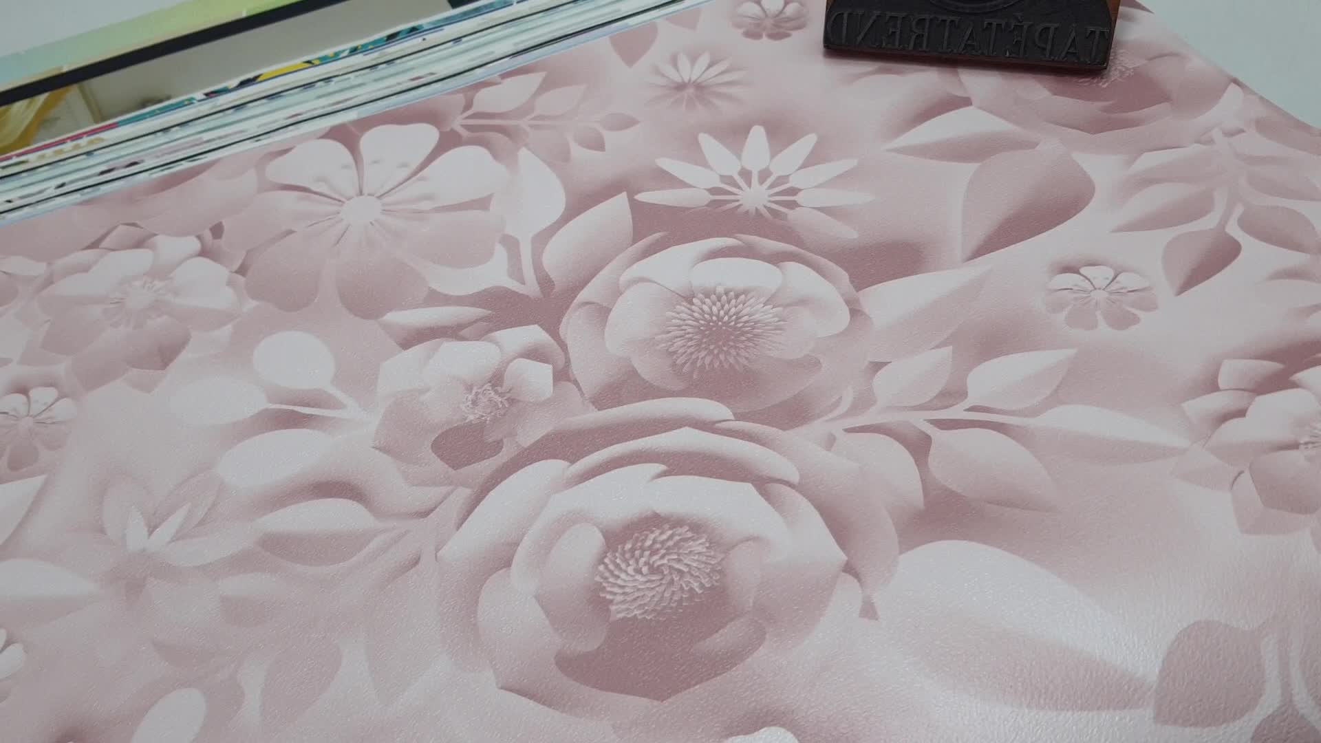 Rózsaszín virágmintás vlies dekor tapéta