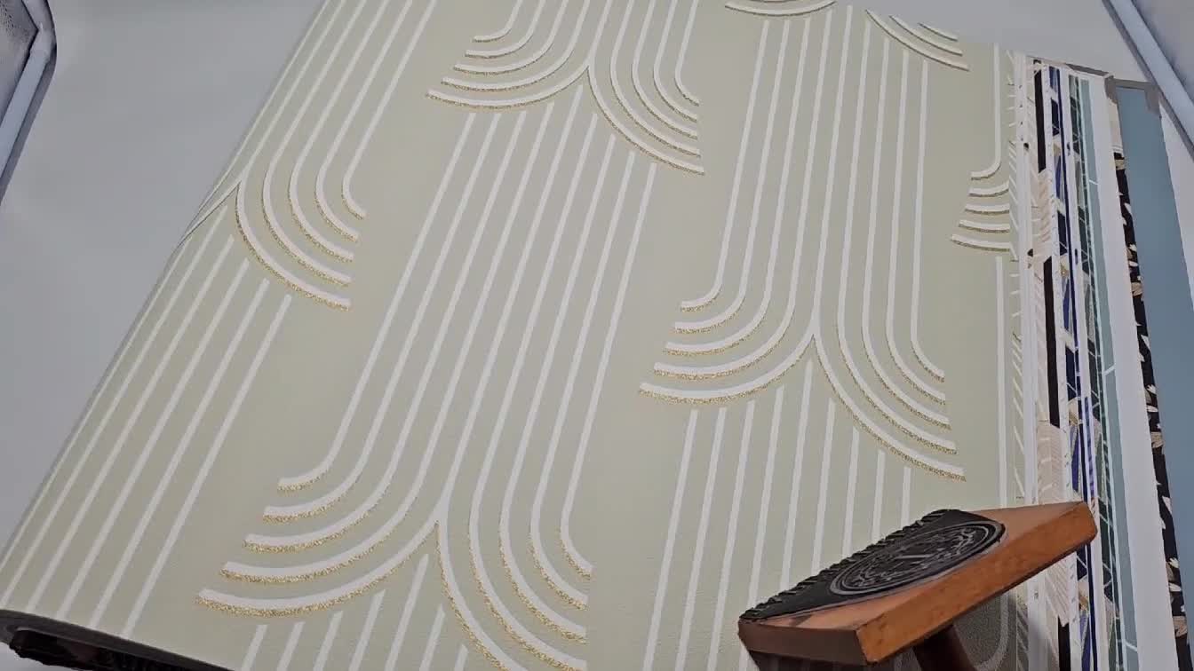 Mandulazöld art deco dekor tapéta elegáns geometriai mintával