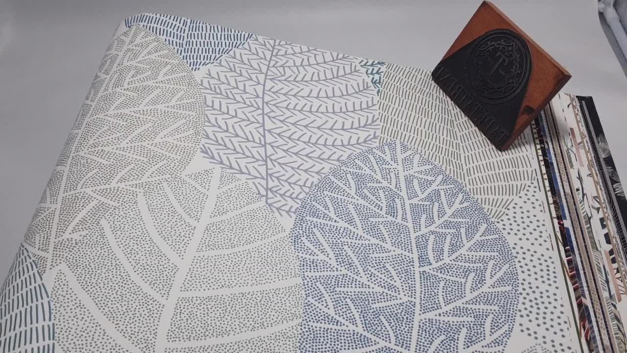 Kék zöld leveles mintás vlies dekor tapéta