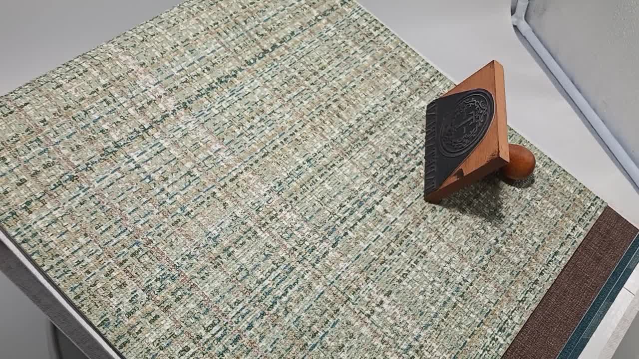 Zöld dekor tapéta erős textilhatású mintával