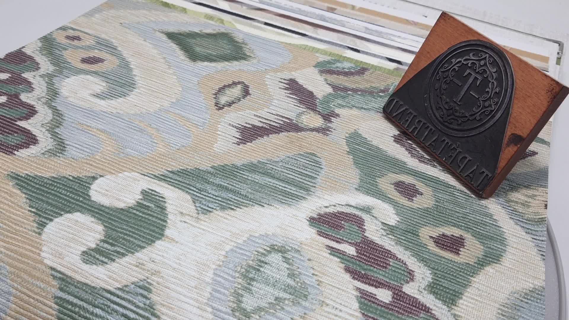 Zöldeskék dekor tapéta ornamentikus vintage mintával vinyl mosható