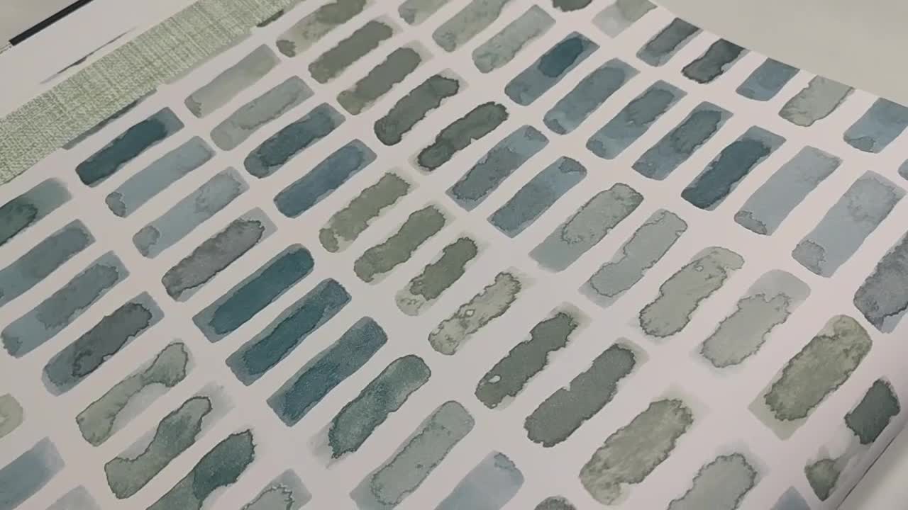 Zöld akvarell mintás vlies dekor tapéta