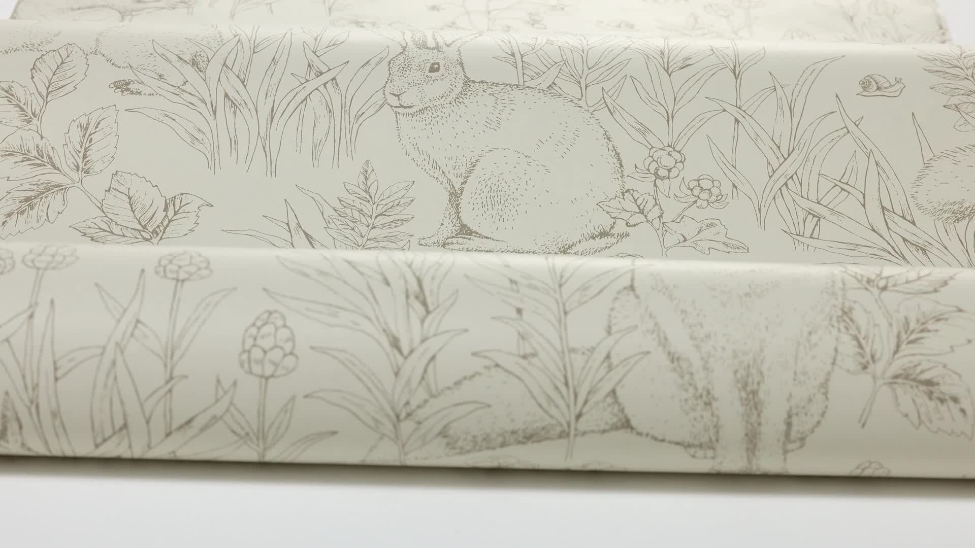 Krém bézs erdei állat mintás skandináv dekor tapéta