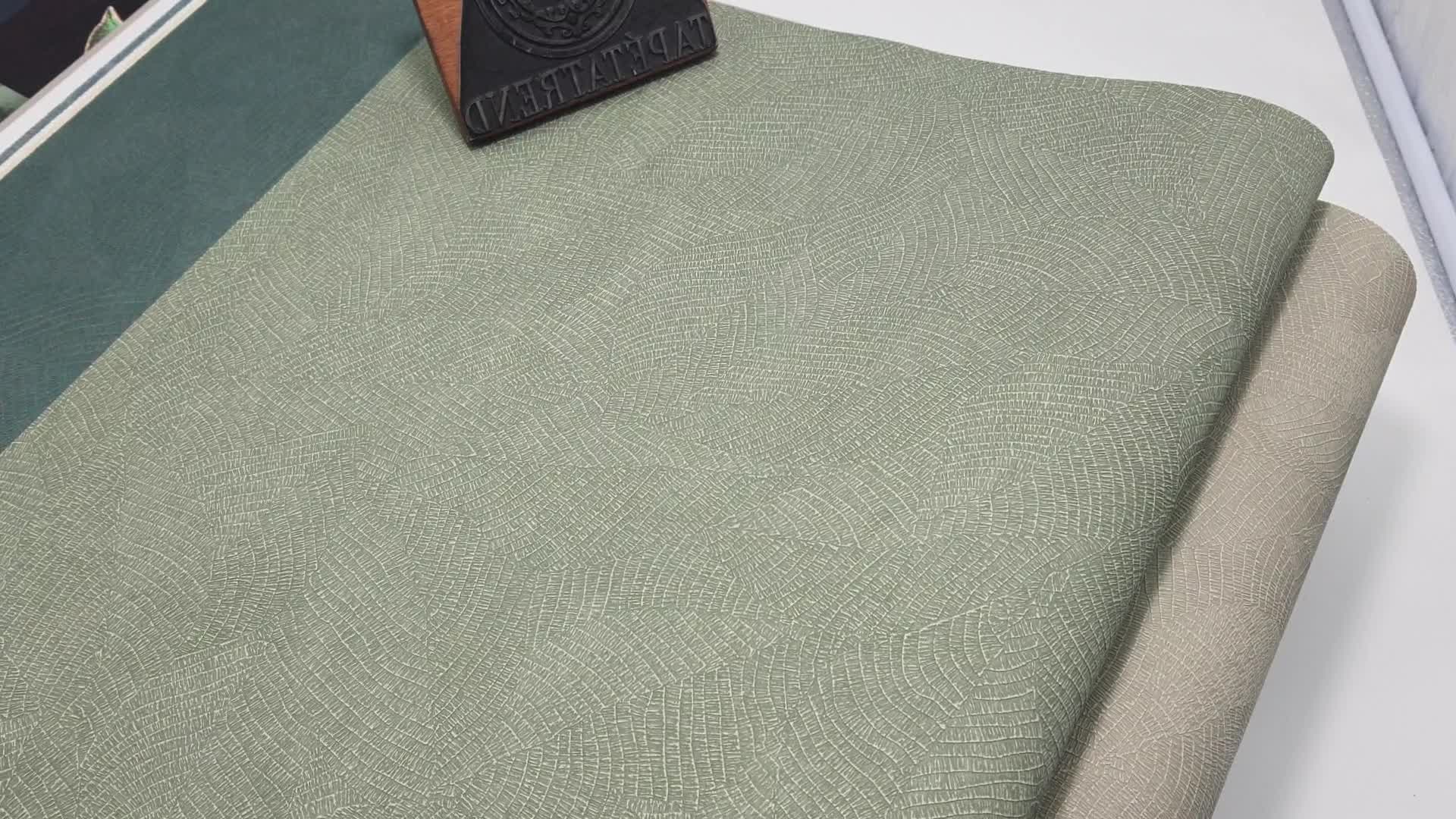 Zöld levélerezet mintás fracia vinyl tapéta