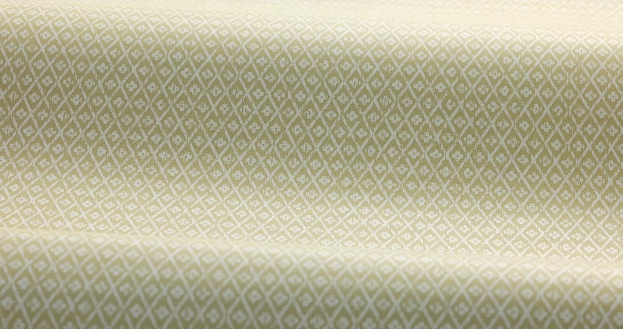 Sárga dekor tapéta apró népies virág mintával