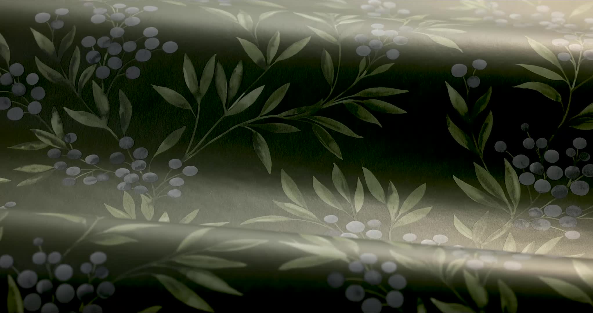 Levélmintás dekor tapéta sötétzöld színvilágban