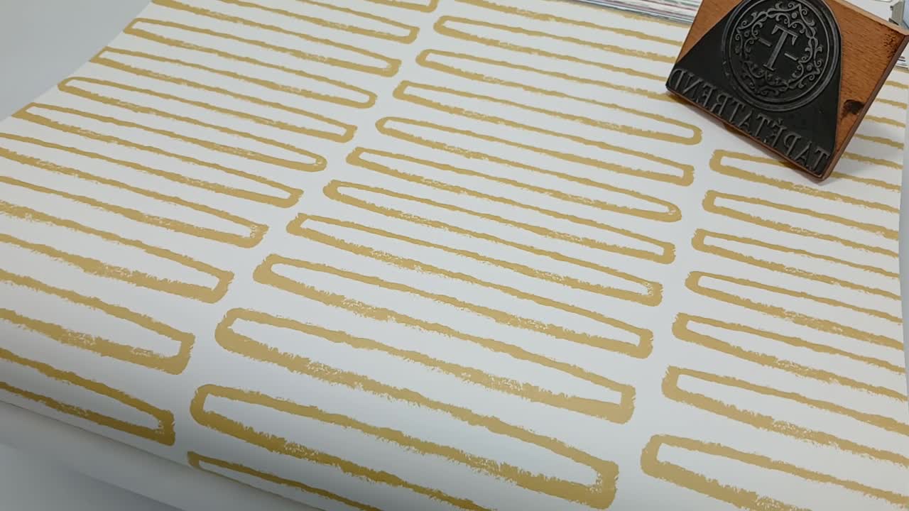 Okker dekor tapéta geometrikus mintával