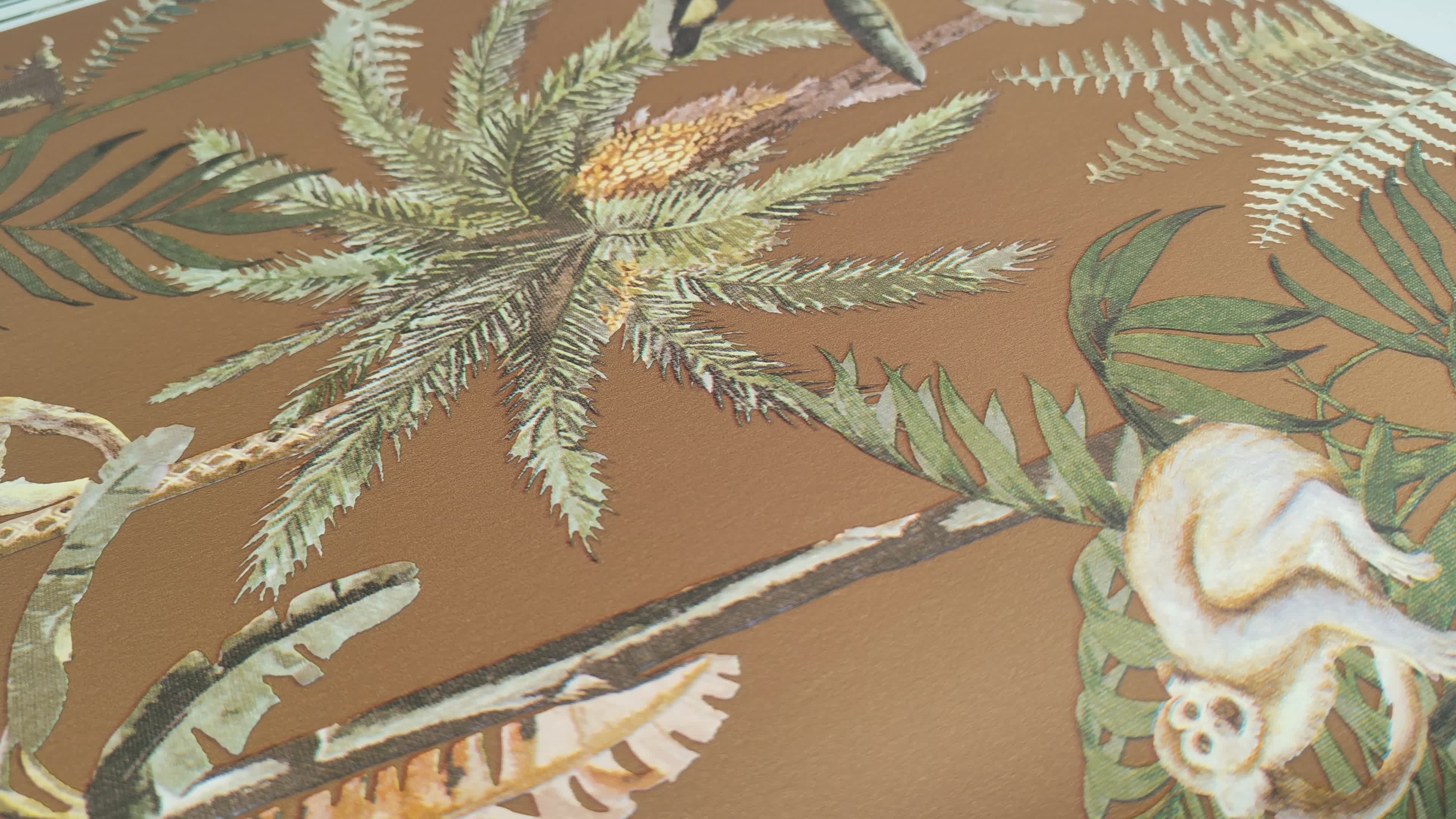 Angol dekor tapéta majom és pálmafás mintával