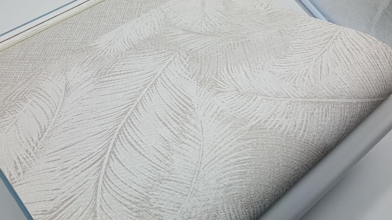 Bézs pálmalevél mintás vinyl dekor tapéta mosható