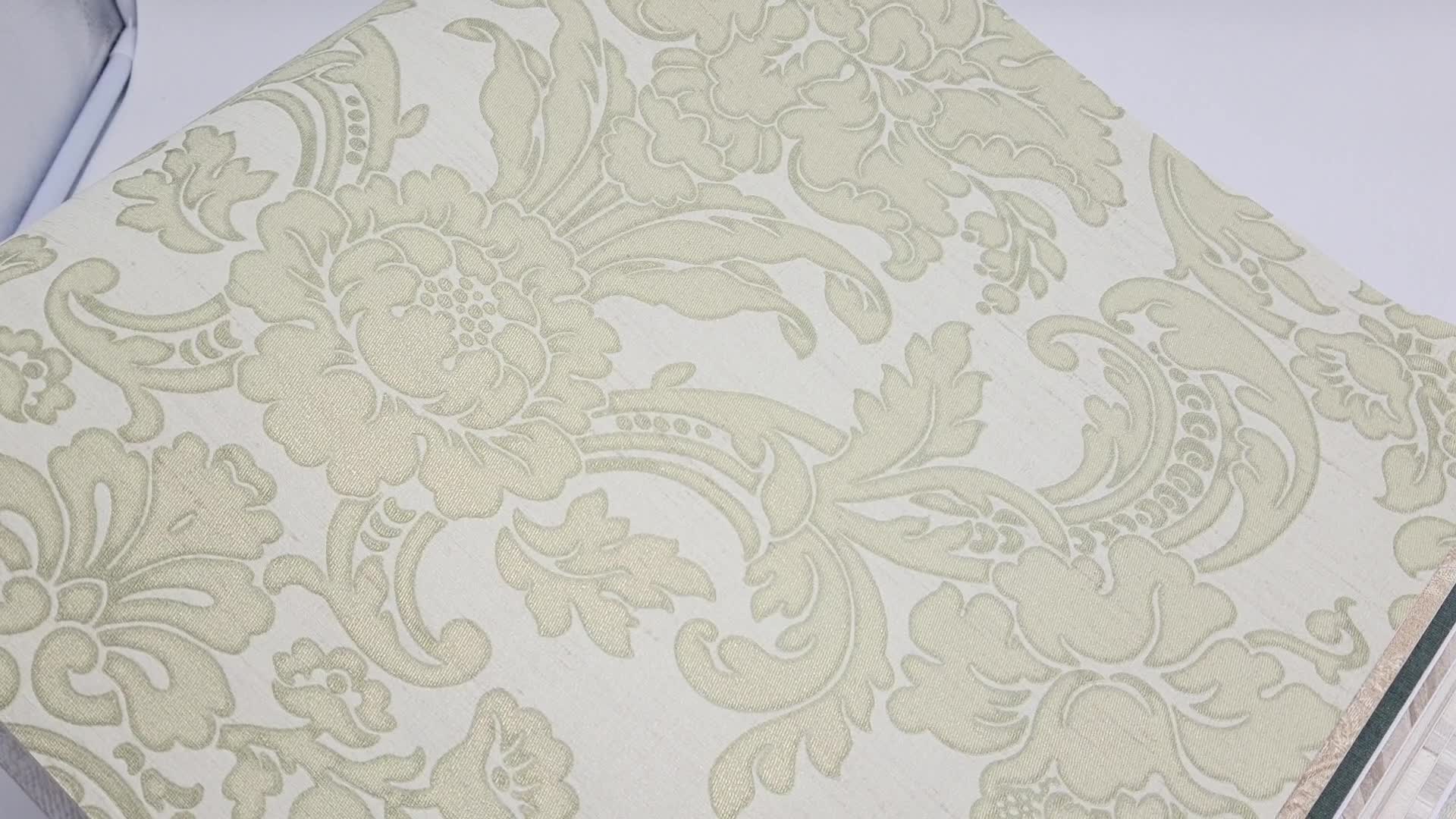 Zöld dekor tapéta barokk mintával vinyl mosható