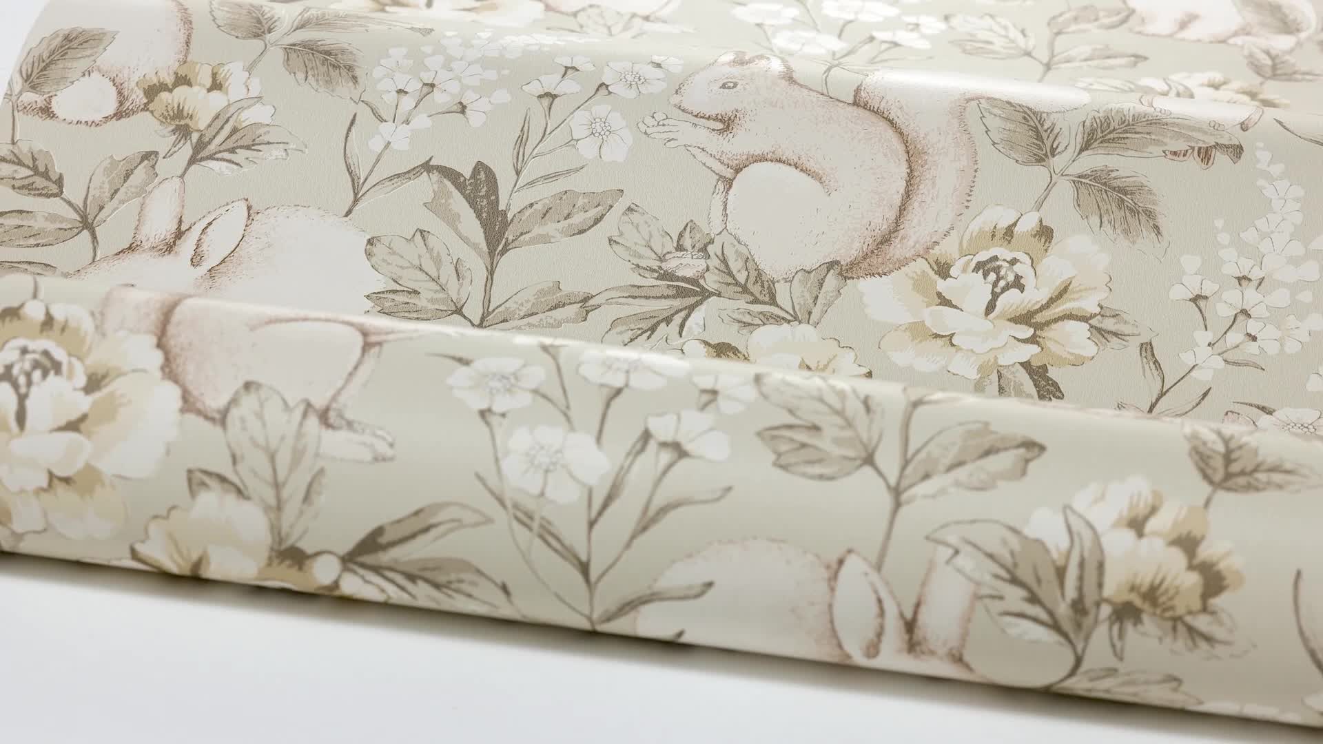 Nyuszi mintás gyerek tapéta natúr színben