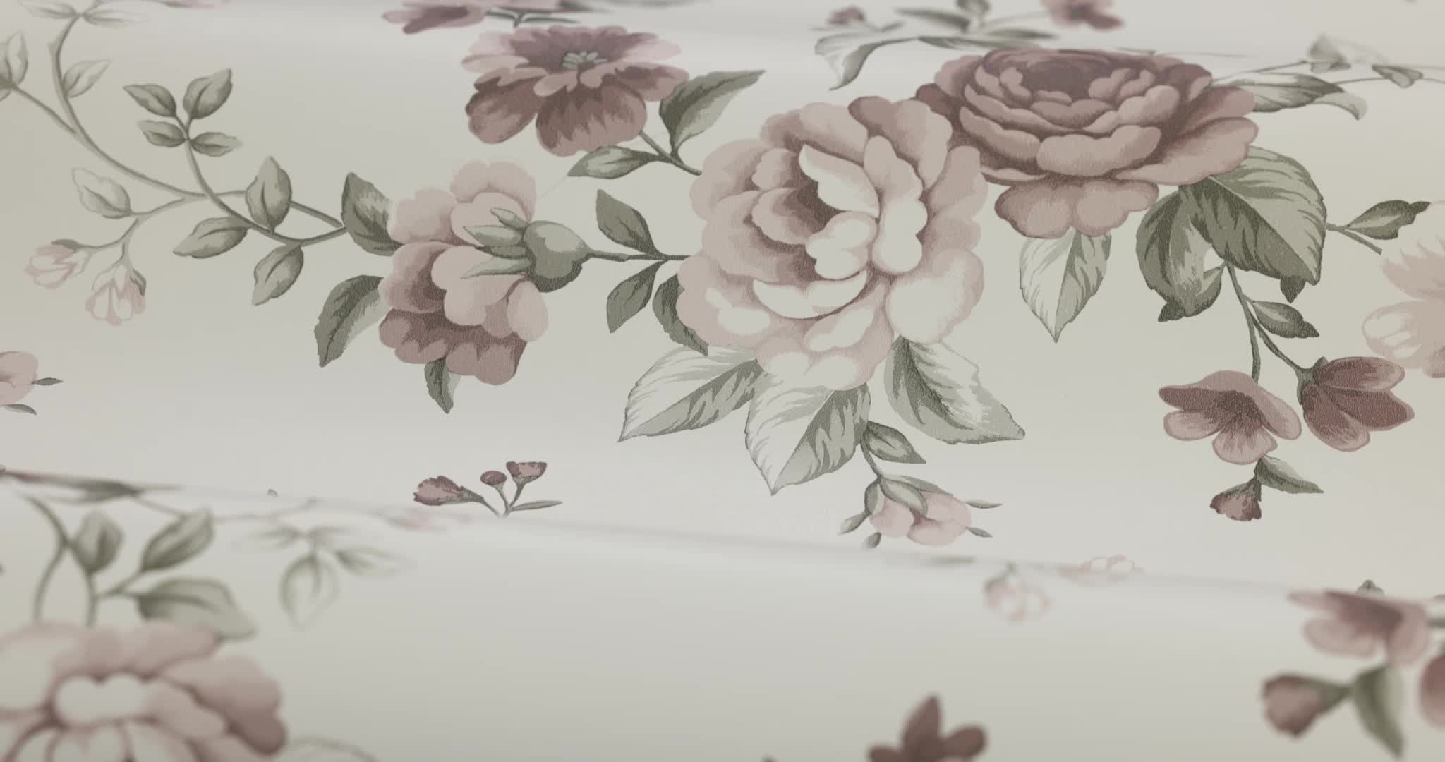 Rózsa mintás dekor tapéta lila virág mintával