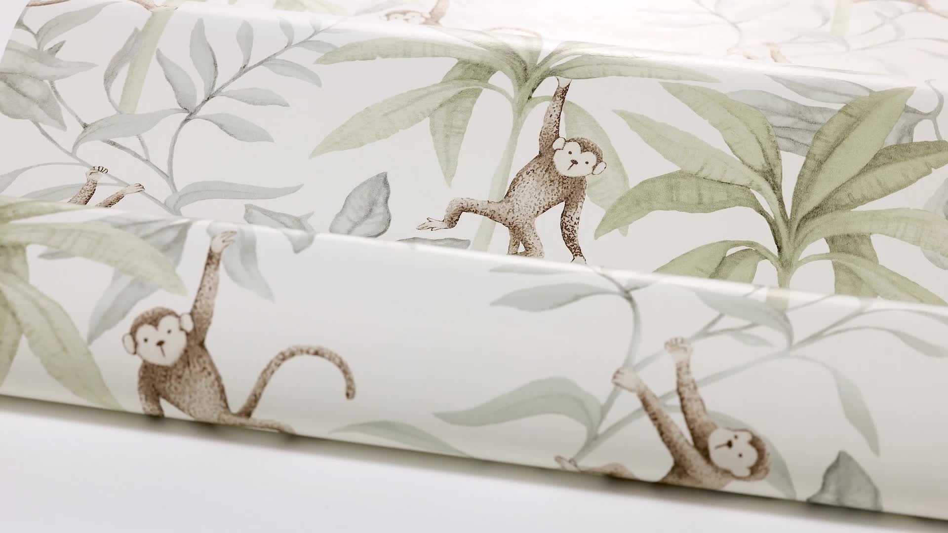 Majom és trópusi mintás vlies gyerektapéta