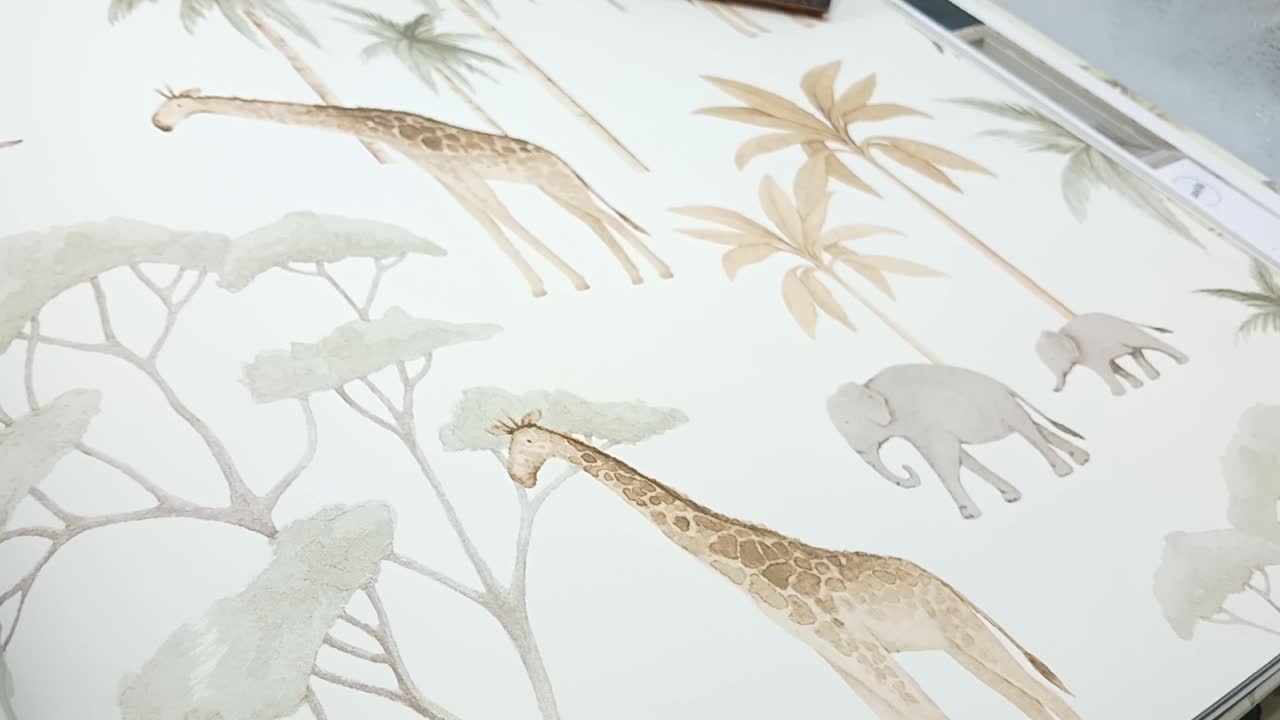 Gyerek tapéta zsírás elefánt szavannai állatos mintával