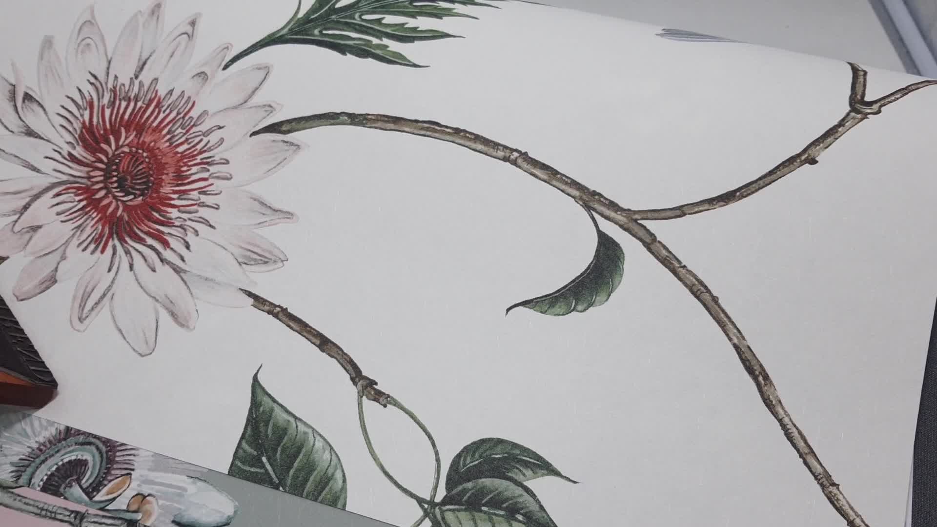 Angol dekor tapéta virág és madár mintával