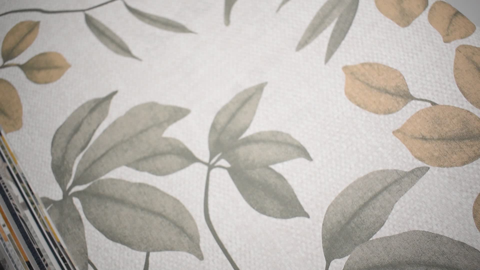 Dekor tapéta halványzöld leveles mintával vinyl mosható