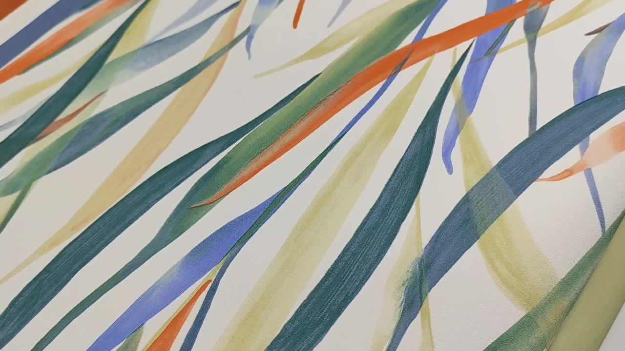 Dekor tapéta színes vidám leveles mintával