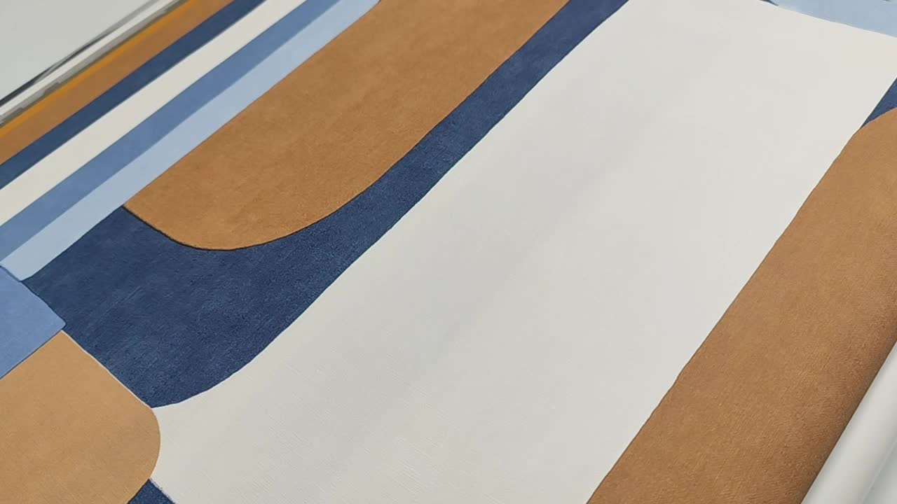 Vinyl tapéta geometrikus mintával kék barna színekkel