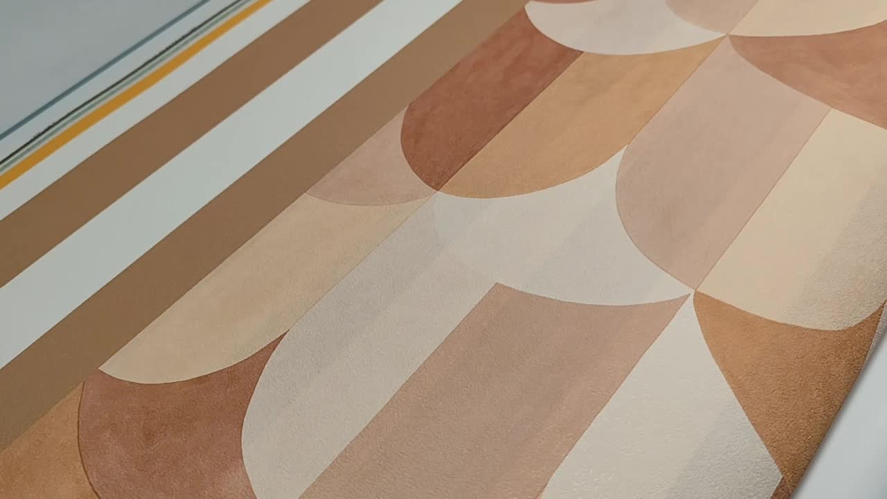 Dekor tapéta terrakotta színben geometriai mintával