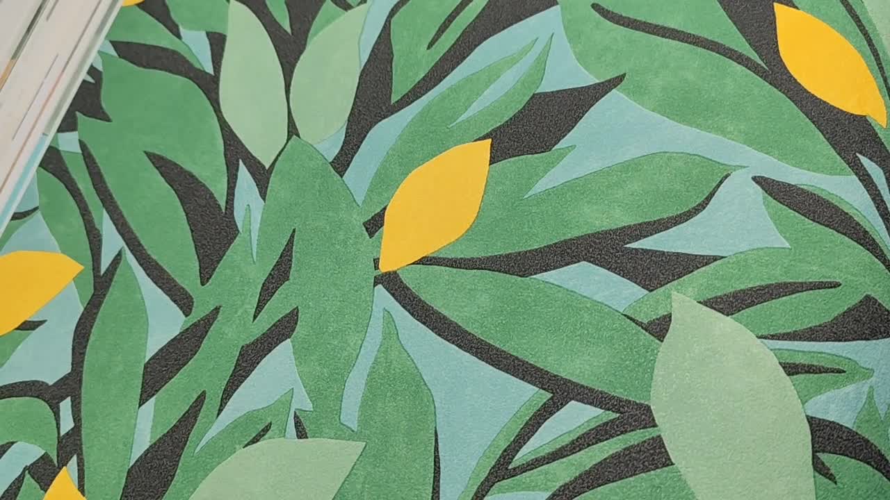 Dekor tapéta citrom mintával zöld sárga színekkel