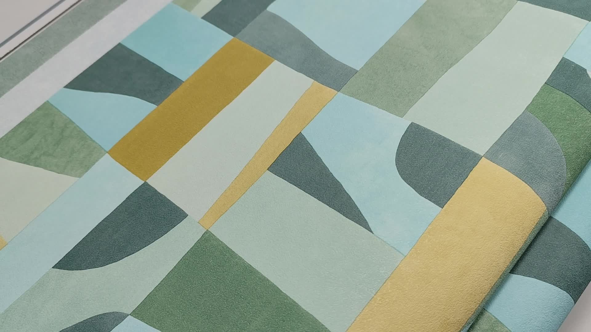 Vinyl dekor tapéta kék zöld geometrikus mintával