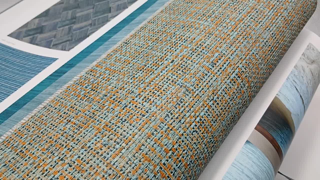 Arte luxus tapéta 100cm széles türkiz narancs textil hatású mintával