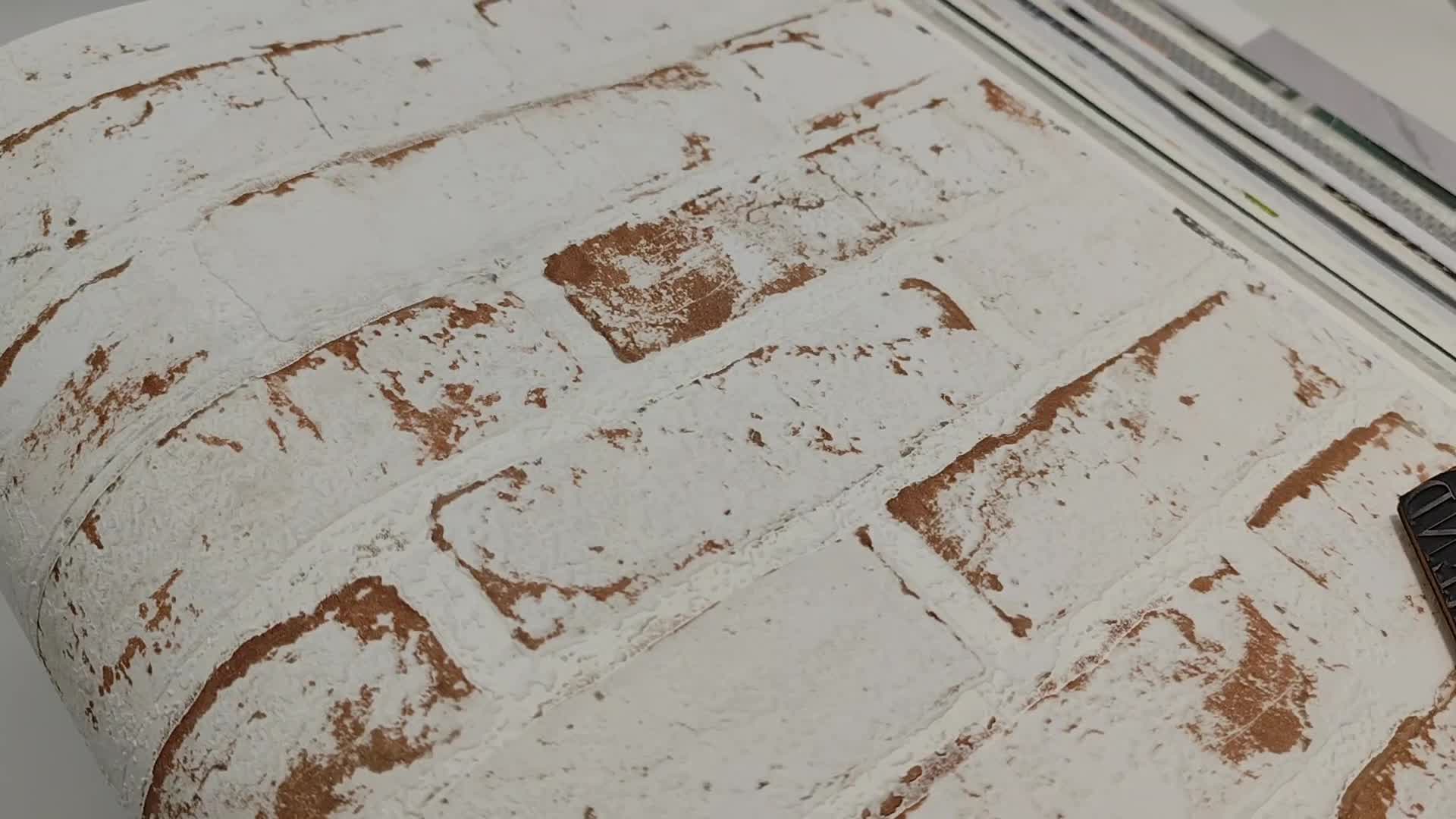 Téglamintás dekor tapéta fehér vörös színben