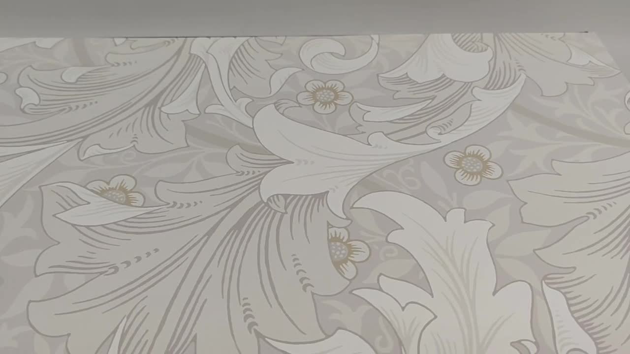 Szürke vintage dekor tapéta leveles mintával