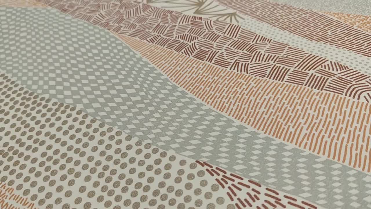 Dekor tapéta absztrakt hullám mintával narancs szürke színekkel