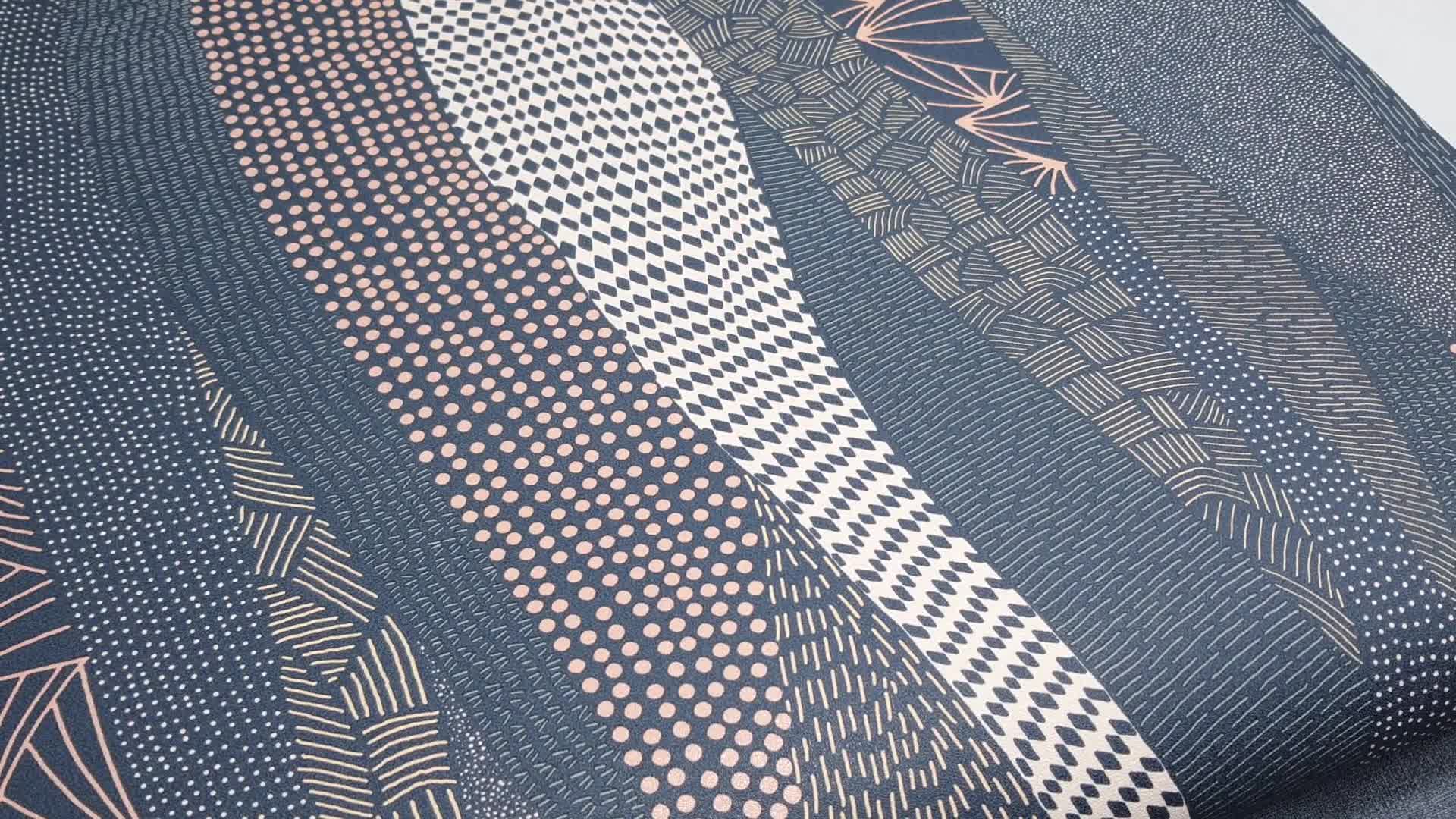 Sötétkék dekor tapéta hullám mintával vinyl mosható