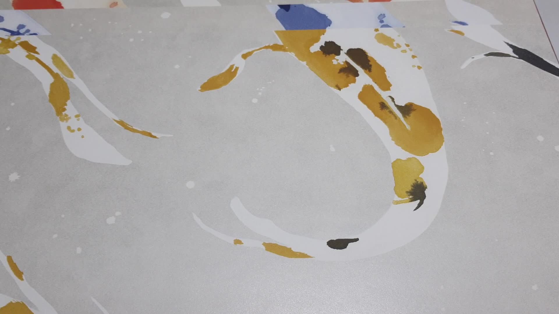 Harlequin dekor tapéta gyöngyház szürke alapon fehér sárga koi ponty mintával