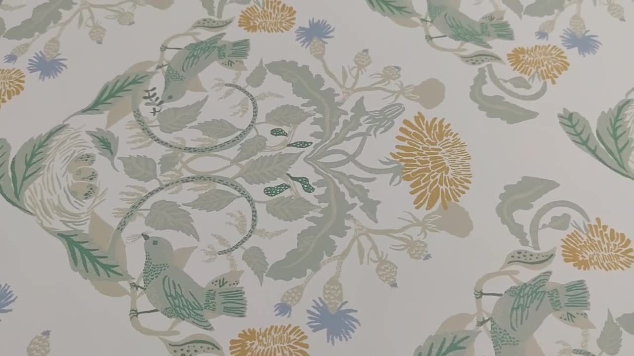 Design tapéta népies virág mintával pitypang madár