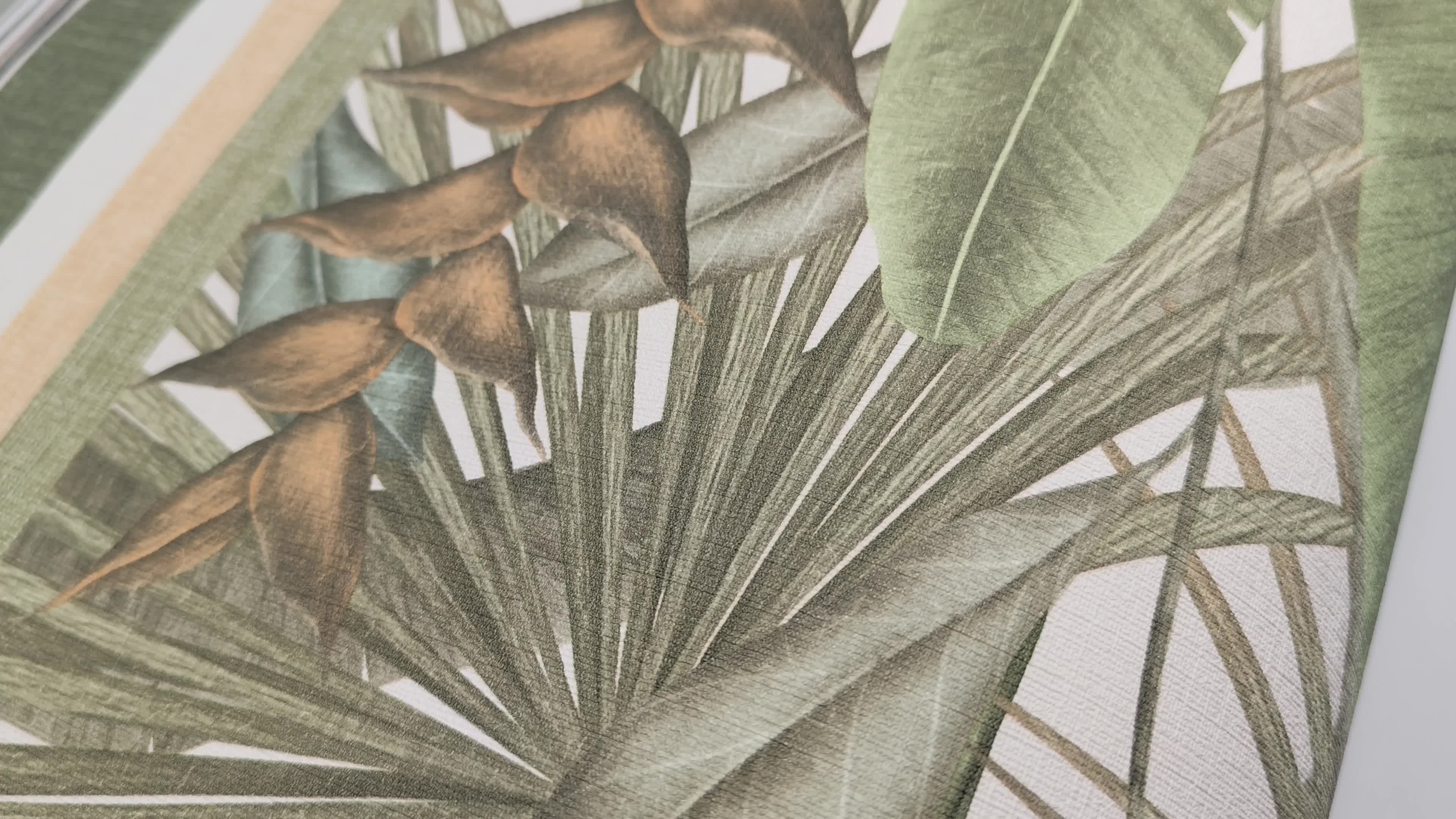 Dekor tapéta zöld pálmalevél mintával vinyl mosható