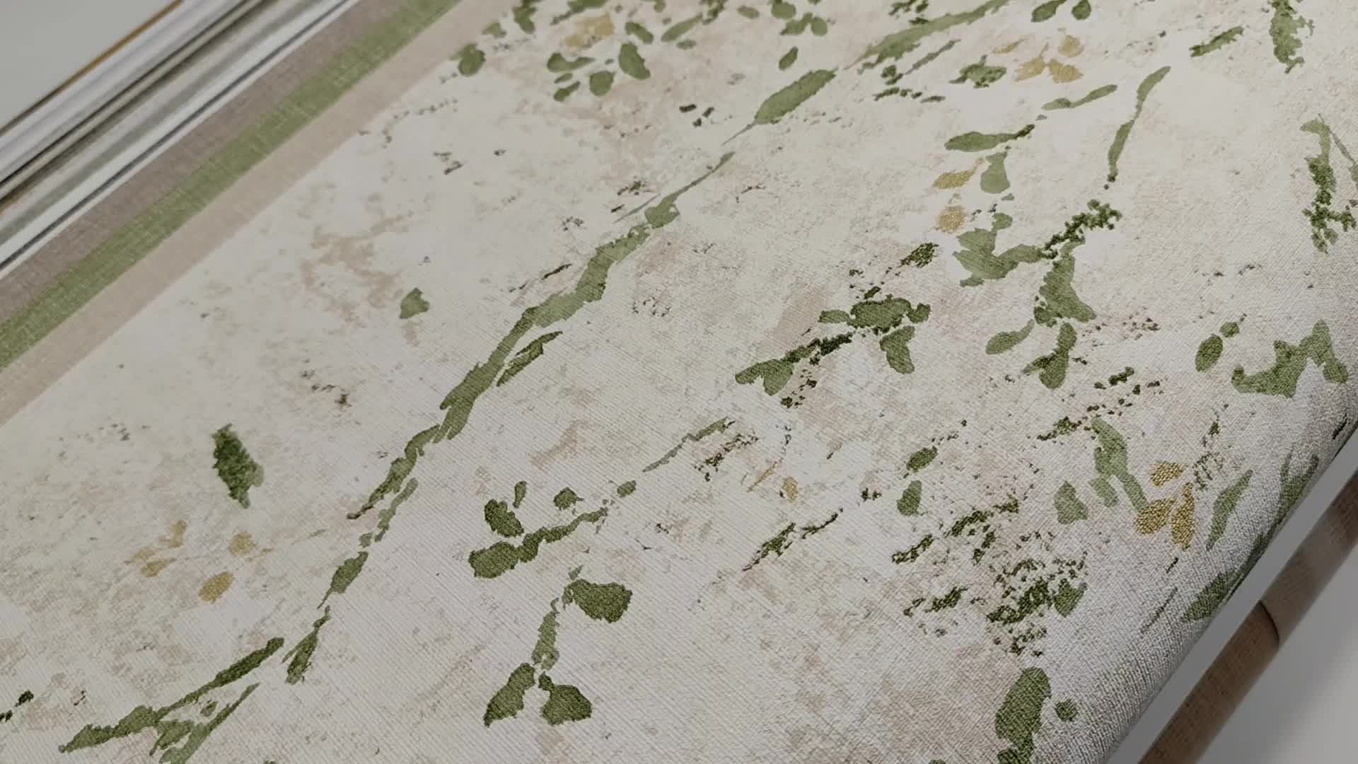 Vinyl tapéta zöld patináns levél mintával