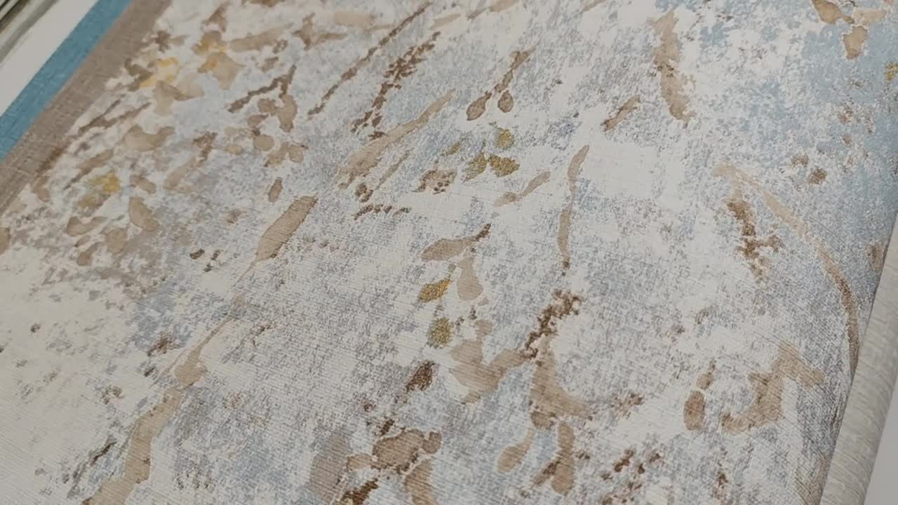 Vinyl dekor tapéta kék koptatott leveles mintával