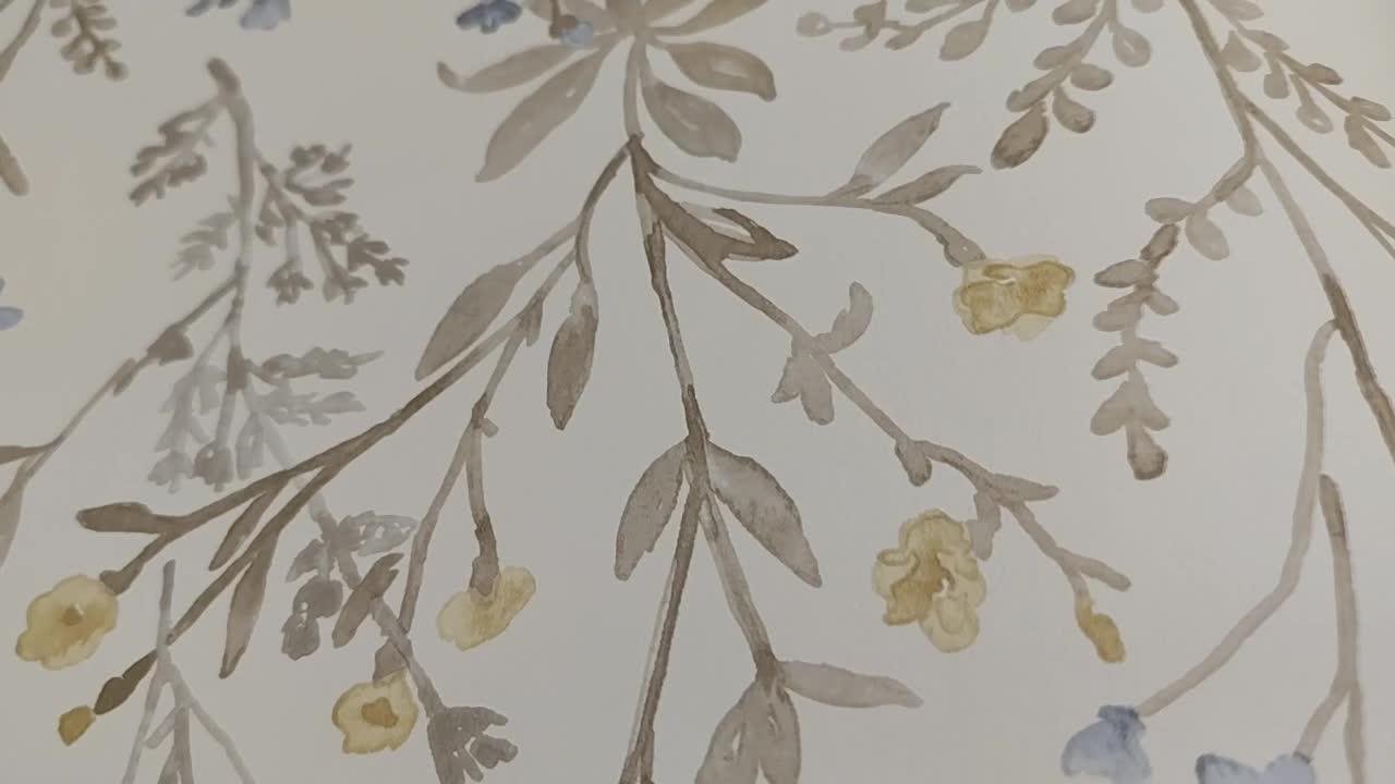 Dekor tapéta akvarell virágos mintával barna kék színekkel