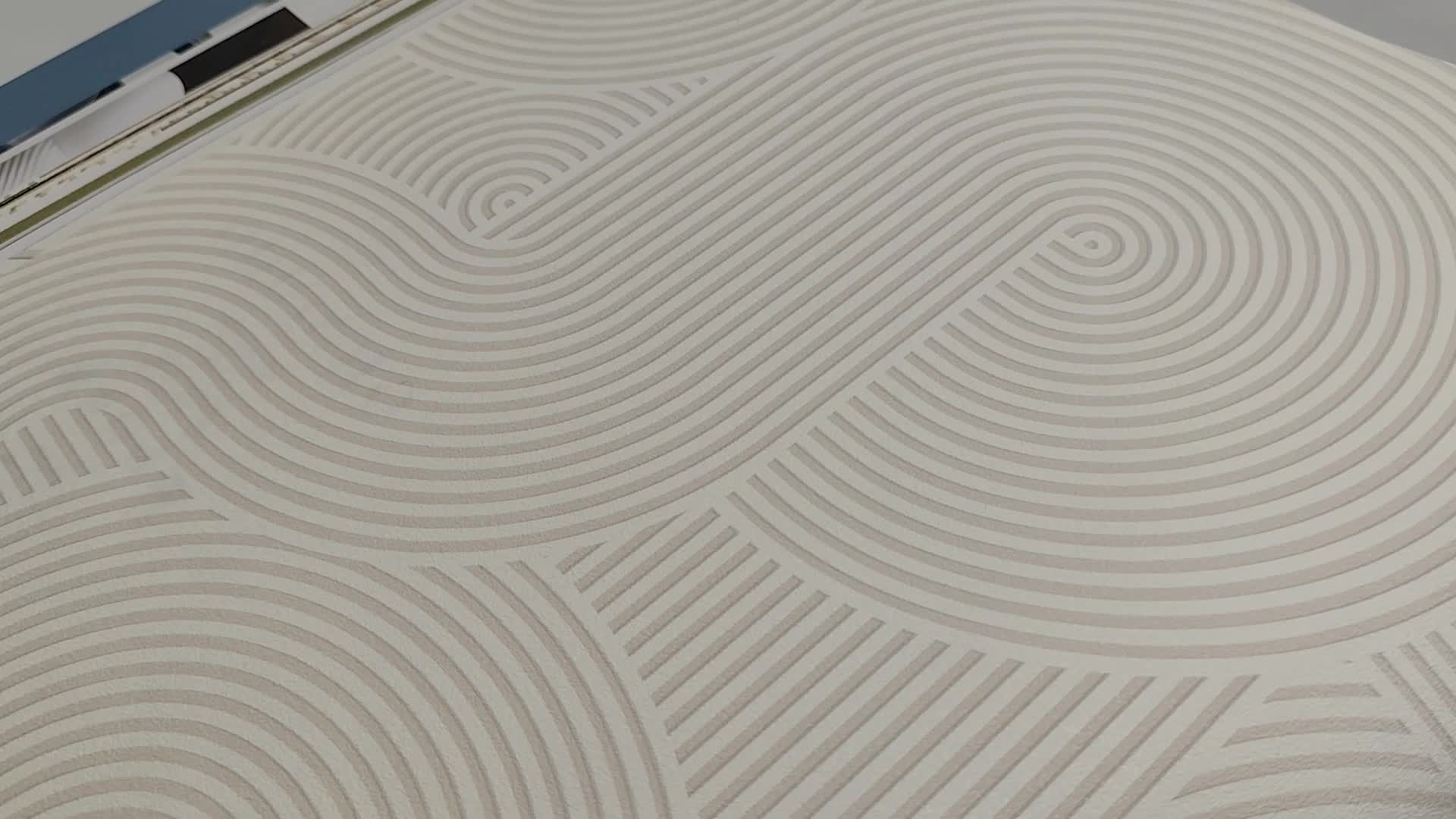 Elegáns hullám geometria mintás fehér beige dekor tapéta